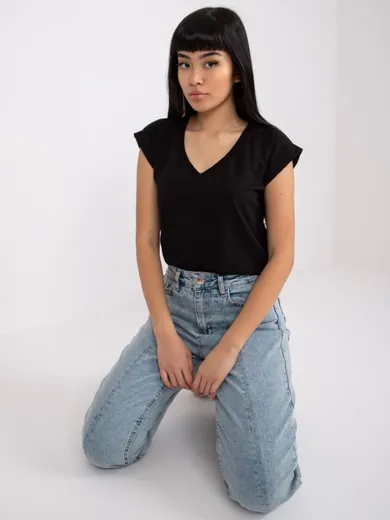 T-shirt damski, czarny, Rue Paris