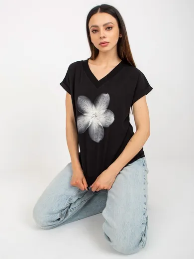 T-shirt damski, czarny, Rue Paris