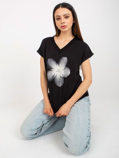 T-shirt damski, czarny, Rue Paris