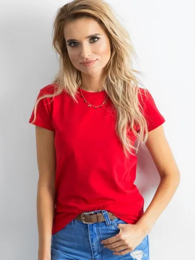 T-shirt damski, czerwony, Basic Feel Good
