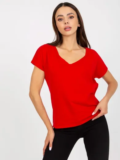 T-shirt damski, czerwony, Basic Feel Good