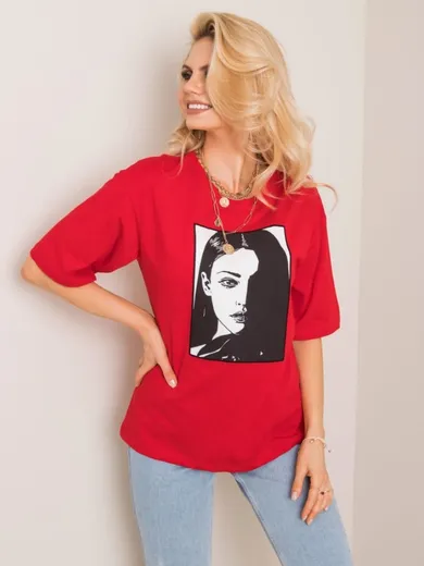 T-shirt damski, czerwony, Rue Paris