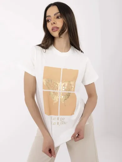 T-shirt damski, ecru, Calimera