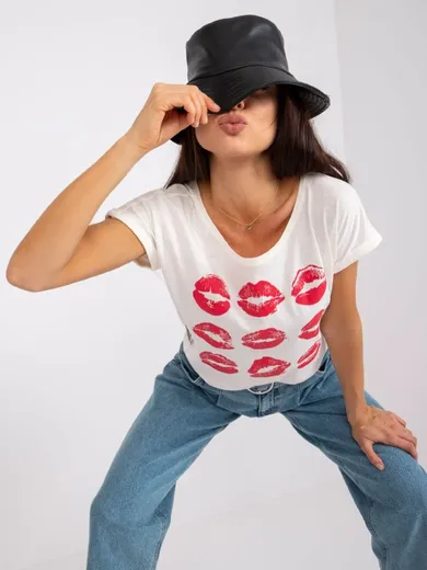 T-shirt damski, ecru, Mayflies