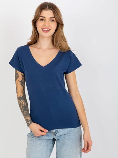 T-shirt damski, granatowy, Vikki