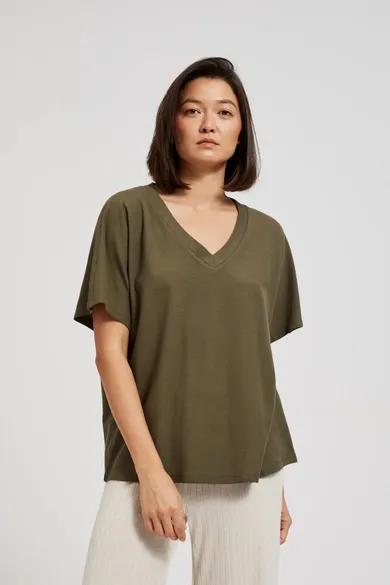 T-shirt damski, khaki, Moodo