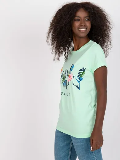 T-shirt damski, miętowy, Berrak
