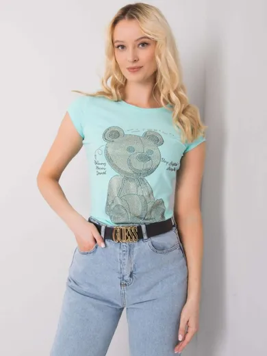 T-shirt damski, miętowy, Ex Moda