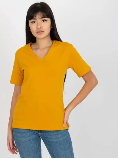 T-shirt damski, musztardowy, Lily Rose