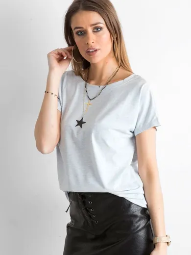 T-shirt damski, niebieski, Basic Feel Good