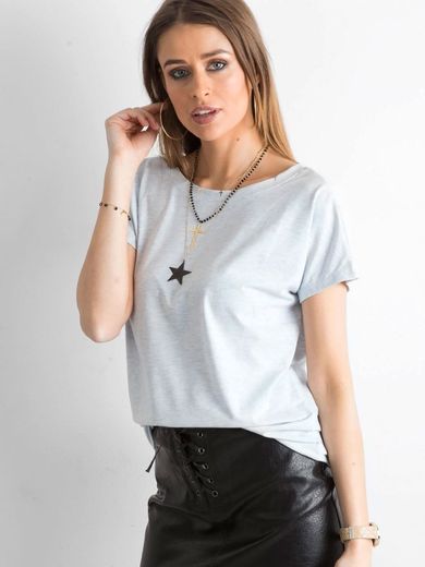 T-shirt damski, niebieski, Basic Feel Good