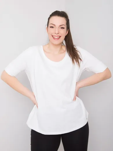 T-shirt damski, plus size, biały, Basic Feel Good