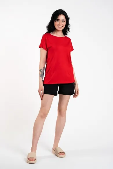 T-shirt damski, plus size, czerwony, Ksenia, Italian Fashion