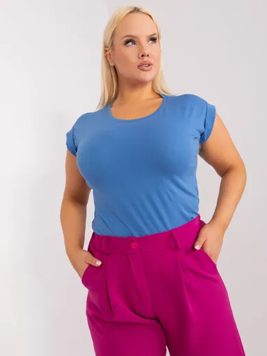 T-shirt damski, plus size, niebieski, Basic Feel Good