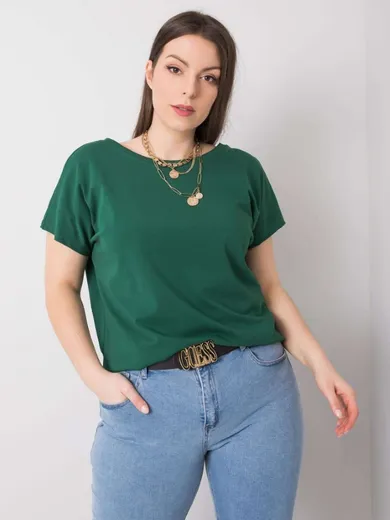 T-shirt damski, plus size, zielony, Basic Feel Good