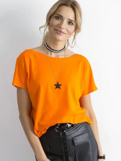 T-shirt damski, pomarańczowy, Basic Feel Good