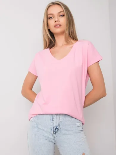 T-shirt damski, różowy, Basic Feel Good
