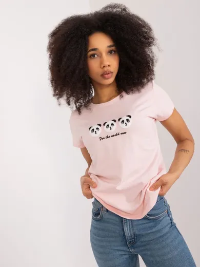 T-shirt damski, różowy, Basic Feel Good