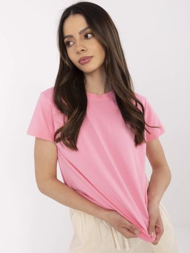 T-shirt damski, różowy, Basic Feel Good