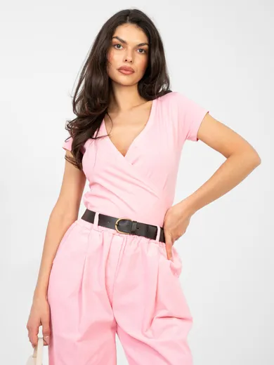 T-shirt damski, różowy, Basic Feel Good