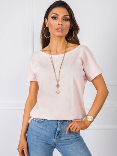 T-shirt damski, różowy, Basic Feel Good