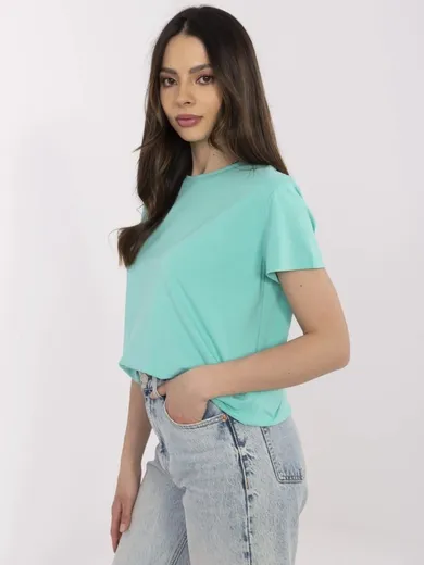 T-shirt damski, turkusowy, Basic Feel Good