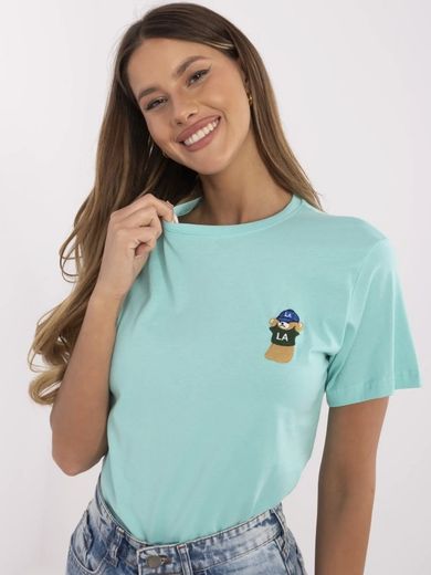 T-shirt damski, turkusowy, Calimera