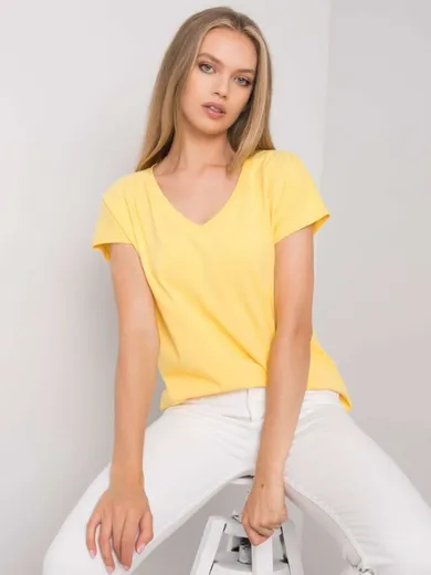 T-shirt damski, żółty, Basic Feel Good