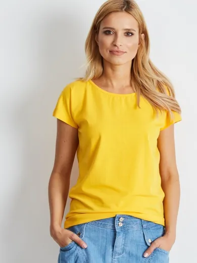 T-shirt damski, żółty, Basic Feel Good