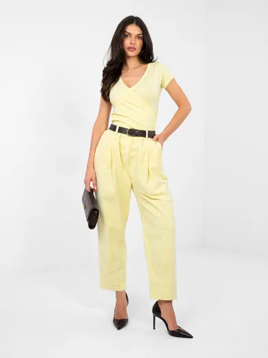 T-shirt damski, żółty, Basic Feel Good