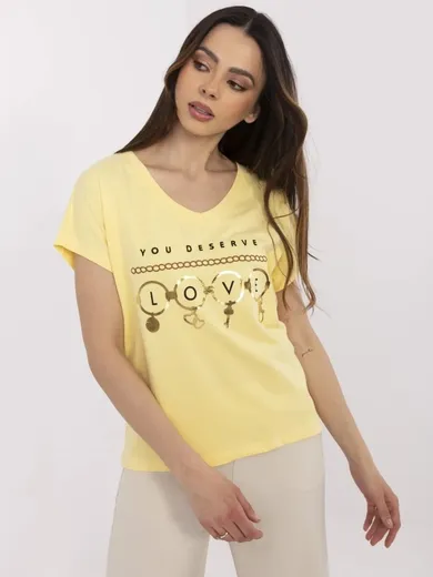 T-shirt damski, żółty, Calimera
