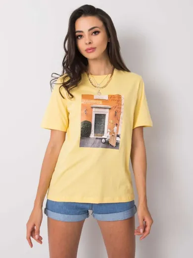 T-shirt damski, żółty, Pepper & Mint