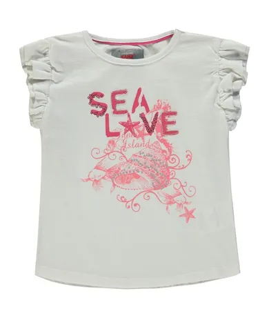 T-shirt dziewczęcy, biały, Kanz