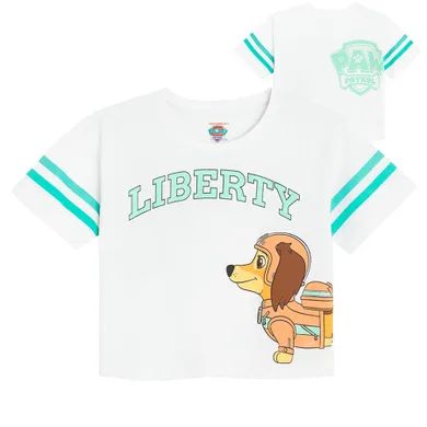 T-shirt dziewczęcy, crop top, biały, Psi Patrol, Licence Brand