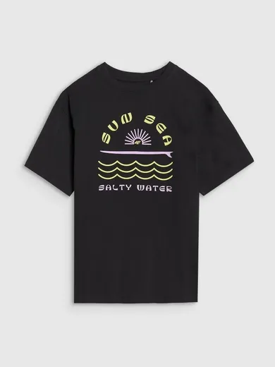 T-shirt dziewczęcy, czarny, 4F