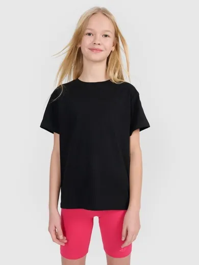 T-shirt dziewczęcy, czarny, 4F