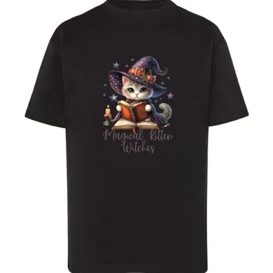 T-shirt dziewczęcy, czarny, Tup Tup