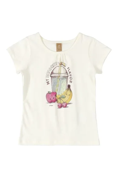 T-shirt dziewczęcy, ecru, Up Baby