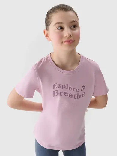 T-shirt dziewczęcy, fioletowy, 4F