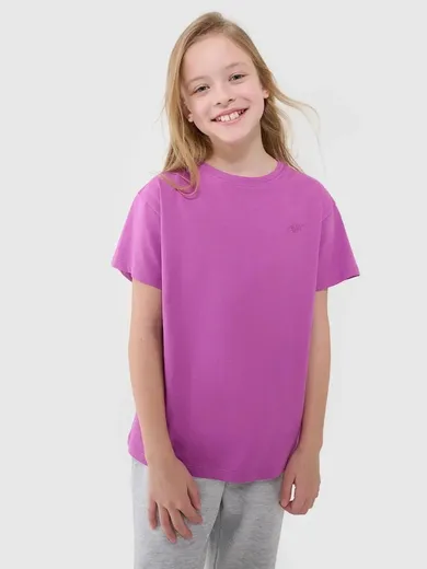 T-shirt dziewczęcy, fioletowy, 4F