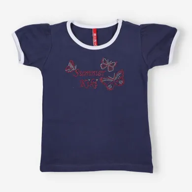 T-shirt dziewczęcy, granatowy, Kiki