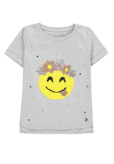 T-shirt dziewczęcy, niebieski, dwustronne cekiny, Tom Tailor