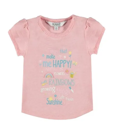 T-shirt dziewczęcy, różowy, Kanz