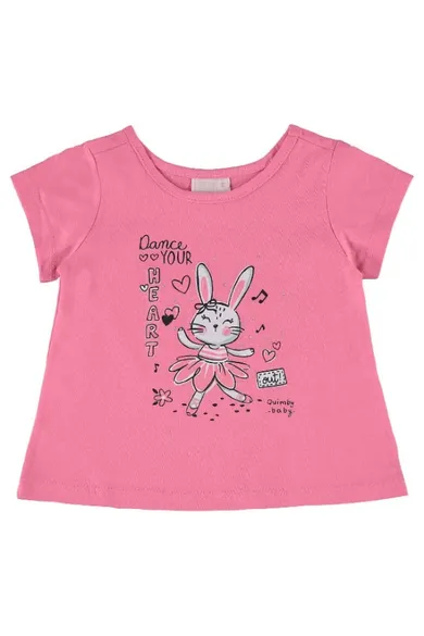 T-shirt dziewczęcy, różowy, Quimby
