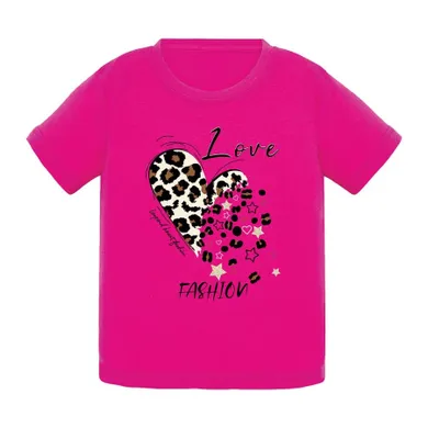 T-shirt dziewczęcy, różowy, Tup Tup