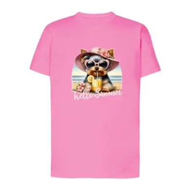 T-shirt dziewczęcy, różowy, Tup Tup