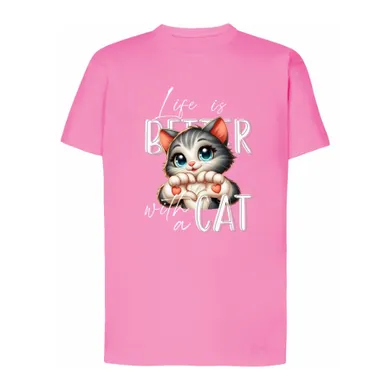 T-shirt dziewczęcy, różowy, Tup Tup