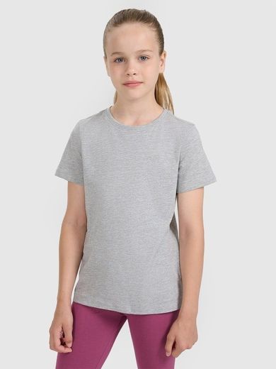 T-shirt dziewczęcy, szary, 4F