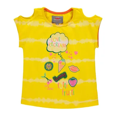 T-shirt dziewczęcy z krótkim rękawem, żółty, Kanz
