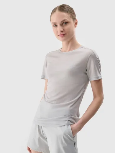T-shirt funkcjonalny damski z wełną, szary, 4F
